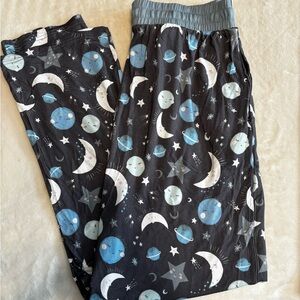 Little Sleepies Mens Pajama Bottoms - Black and Blue Space Design